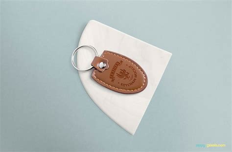 Download Free Leather Keychain Mockup with Changeable Marble Base ...
