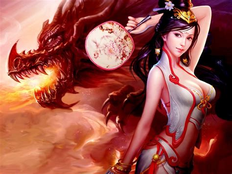 Synopsis fantasy of the girls. Dragon Fire Breast Fantasy Girls 1920x1200 : Wallpapers13.com