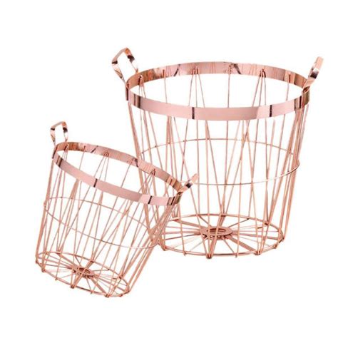 Woven gold, silver & copper finish laundry baskets: Rose Gold laundry Basket - ApolloBox