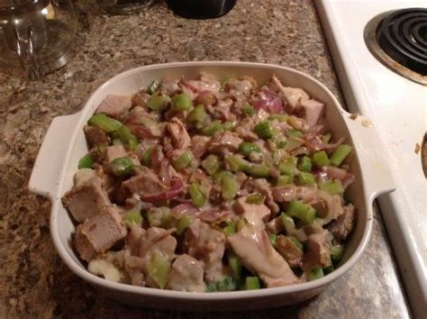 I don't recommend using pork or beef for this recipe as chicken or turkey would taste much better. Leftover Pork Casserol | Recipe in 2019 | Leftover pork ...