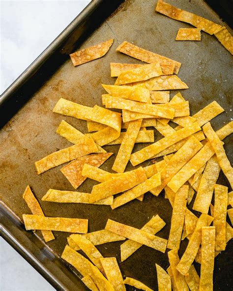 In fact, if you are cooking light, you don't even need oil. Crispy Tortilla Strips - A Couple Cooks