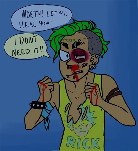 calciite: headcanon: punk morty doesnt let rick heal him bc he doesnt need help from The Man 