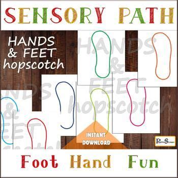 Just like hopscotch but you have to match your left and right hand/foot as you hop and jump. COLORFUL HANDS & FEET Sensory Path, Hopscotch for preschooler, Floor decals set in 2020 (With ...
