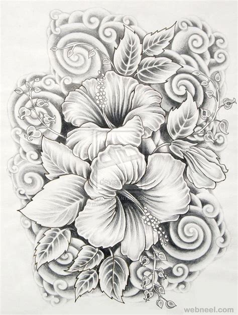 Drawing of flowers making the web com. 45 Beautiful Flower Drawings and Realistic Color Pencil ...