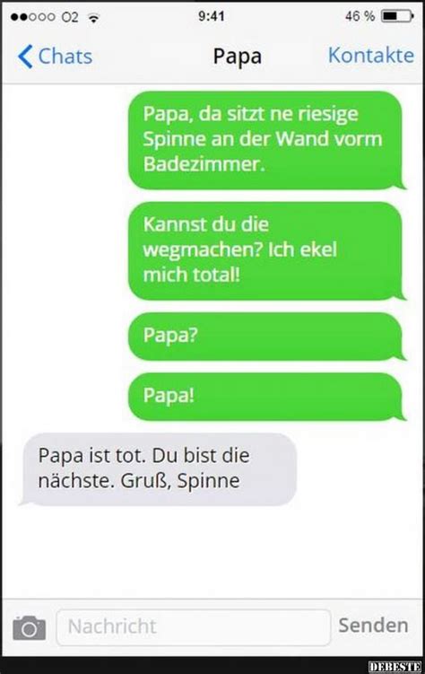 Guck rein und mach mit. Papa, da sitz ne riesige Spinne an der Wand vorm ...