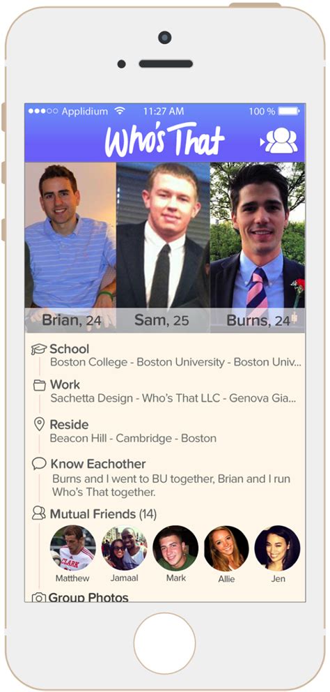 Take advantage of our state of the art website and matching capabilities with easy to use apps for android and iphone, this is the complete online dating experience. BC and BU Grads Team Up to Create Dating App, 'Who's That ...