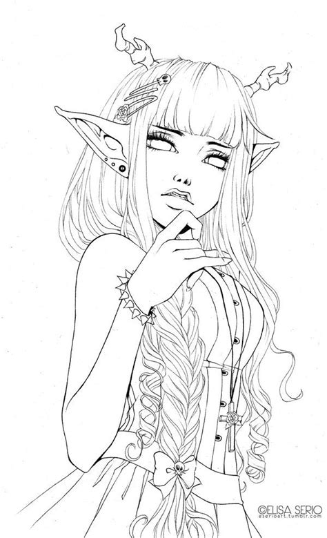 Maybe you would like to learn more about one of these? Oni~girl II - LINEART | Art drawings, Art sketches, Drawings