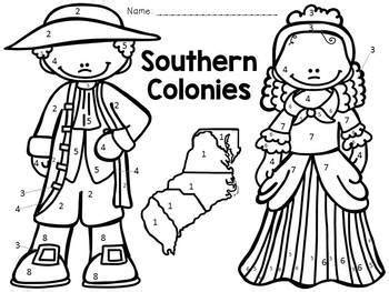 Click the 13 colonies map coloring pages to view printable version or color it online (compatible with ipad and android tablets). 13 Colonies - Southern Colonies - Color-By-Number by JH ...