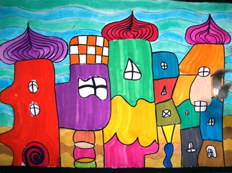 Painting graphic tapestry applied art architecture ecology. Grundschule Schönwalde - Hundertwasser Ausmalbild Kl. 5