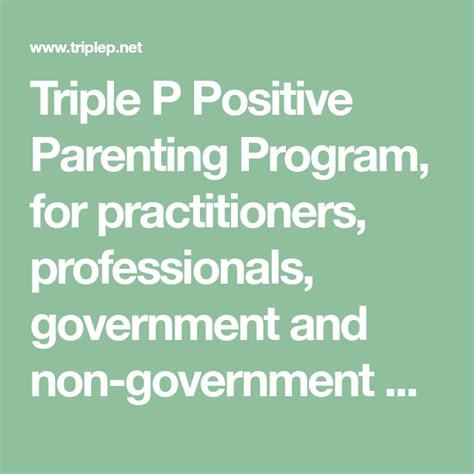 Triple P Positive Parenting Program, for practitioners ...