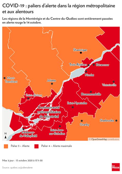 *read info (i) box on the bottom of the map for meaning of colors and general updates.* (no longer tracking cities in lockdown since it's hard to keep track of them). COVID-19 au Québec | Malgré un bilan en baisse, plus de ...