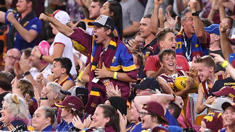 Please please please don't swim in the river. Brisbane Lions v Collingwood: Gabba sellout crowd, AFL ...