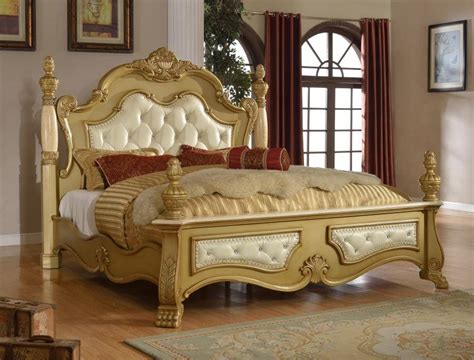 Inexpensive bedroom furniture sets from the manufacturer: Meridian Lavish Queen Size Bedroom Set in Rich Gold 2 ...
