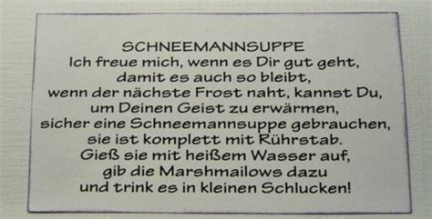 Ein stäbchen zum rühren ist auch dabei, gib milch hinzu, schon ist es mit dem frierenvorbei. ..Schneemannsuppe und nochmal Weihnachtspost