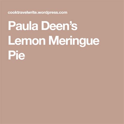 Preheat oven to 325 f. Paula Deen's Lemon Meringue Pie | Lemon meringue pie ...