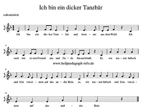 Kleiner kinderchor des deutschlandsenders, песня: Ich bin ein kleiner Tanzbär - Text Noten Download