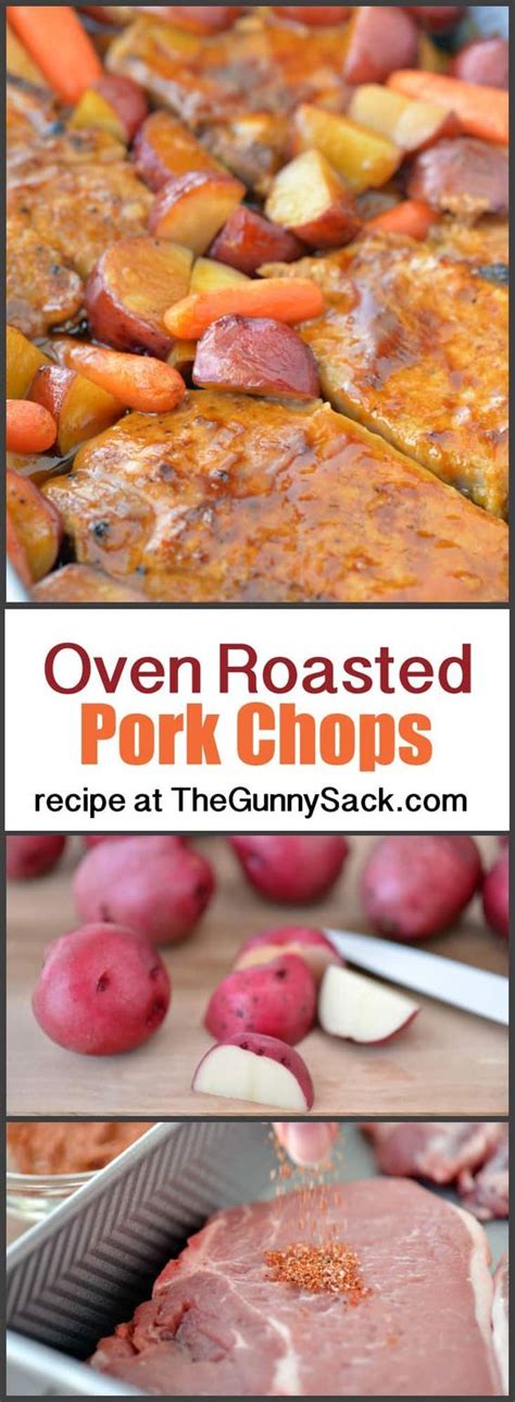 Bone in is better because it's juicier. Oven Roasted Pork Chops with Potatoes and Carrots | Pork ...