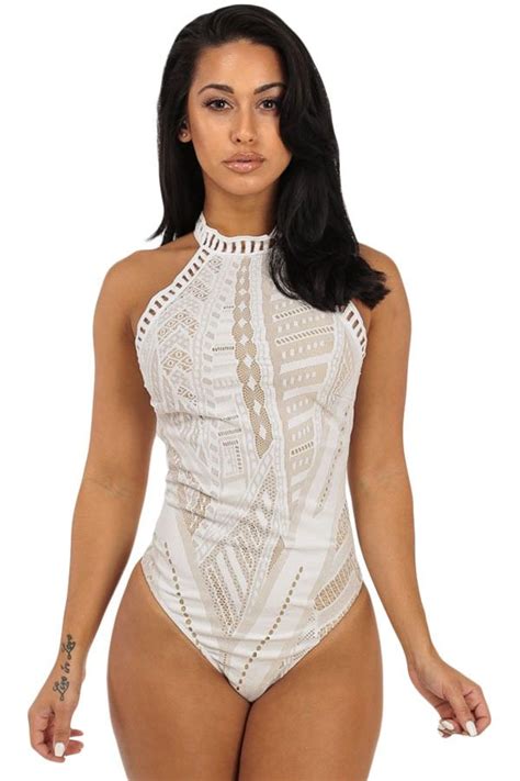 Knit halter dresses are available in latest collections at reasonable prices upon alibaaba.com. Sexy Halter Neck White Lace Sleeveless Bodysuit - Online ...