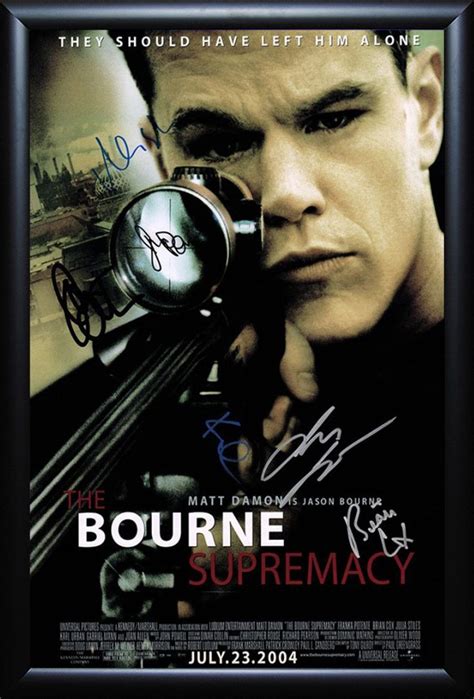 The pair run for their lives and bourne. The Bourne Supremacy- Cast Signed Movie Poster Wood Framed ...