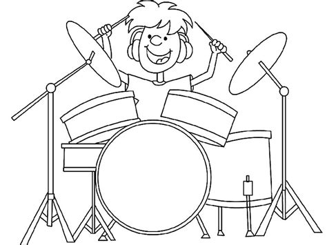 Drawing of a drum set player coloring page free printable for. Drummer Boy Got Talent Coloring Pages : Kids Play Color