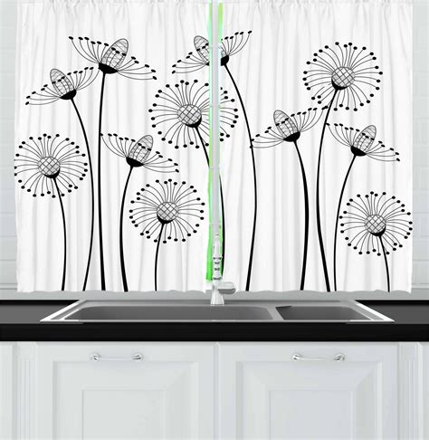 Maybe you would like to learn more about one of these? Black and White Curtains 2 Panels Set, Meadow Flowers with ...