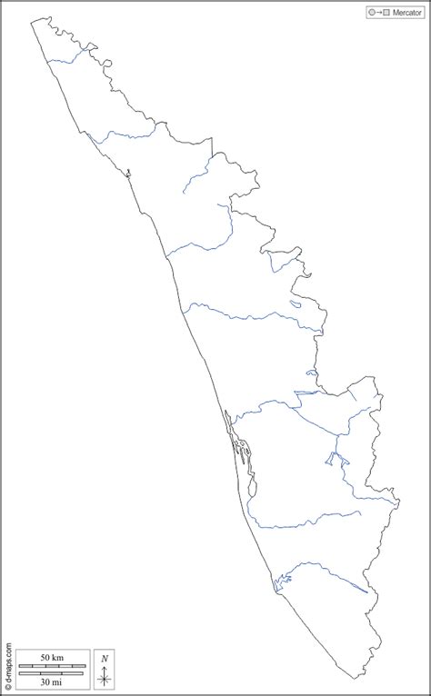 Maybe you would like to learn more about one of these? Kerala free map, free blank map, free outline map, free base map outline, hydrography (white)