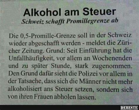 Ein beitrag der rechtsanwaltskammer koblenz sollte beim kontrollbeamten der verdacht einer alkoholfahrt entstehen, wird er den fahrer um die abgabe eines atemalkoholtests bitten. Alkohol am Steuer.. Schweiz schafft Promillegrenze ab ...