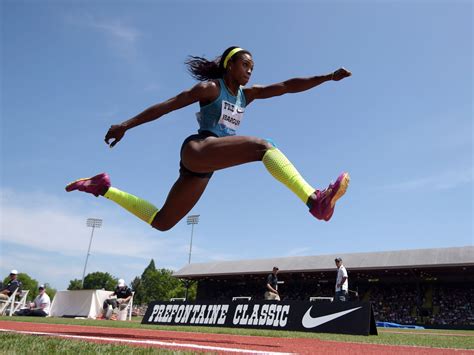 The long jump is a track and field event in which athletes combine speed, strength and agility in an attempt to leap as far as possible from a take off point. Day in Sports | Sports photograph, Prefontaine classic, Sports
