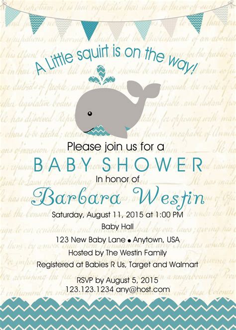 See more ideas about sea baby shower, baby shower, safari baby shower invitations. Boy Whale Baby Shower Invitation - Boy Baby Shower ...