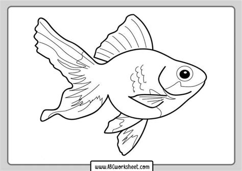 Goldfish or golden fish , black and white side view outline image poster. Golden Fish Coloring Page - ABC Worksheet in 2020 | Fish coloring page, Animal coloring pages ...