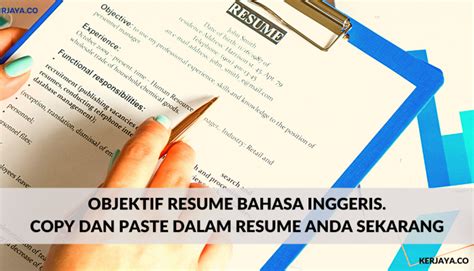 Lepasni jangan main sumbat je maklumat dalam resume korang. Objektif Resume Bahasa Inggeris. Copy Dan Paste Dalam ...