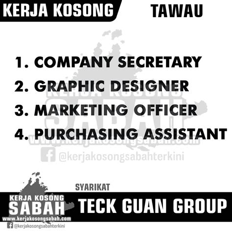 Jabatan hidupan liar, keningau, kerajaan negeri, kota kinabatangan, lahad datu, tawau. Kerja Kosong Sabah 2019 | Pelbagai Jawatan - Teck Guan ...