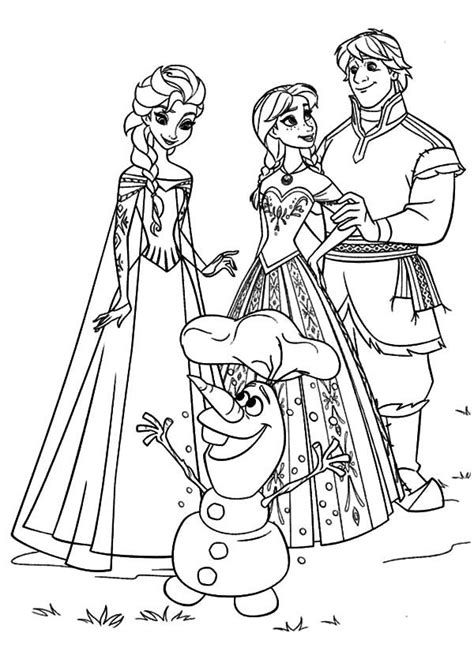 You can also color these coloring pages online. Kristoff And Princess Anna Gather With Queen Elsa And Olaf ...