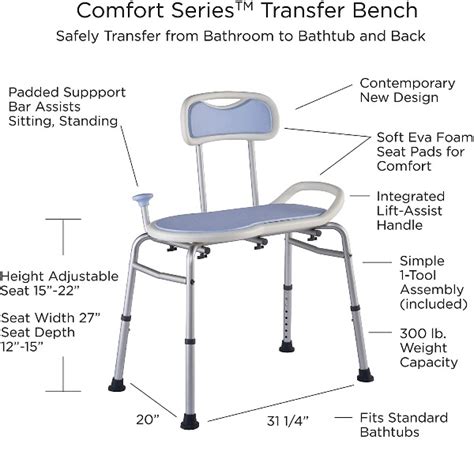 The bootz maui bathtub has a durable porcelain surface that is easy to clean and maintain. Juvo Comfort Bathtub Transfer Bench : padded seat back for ...