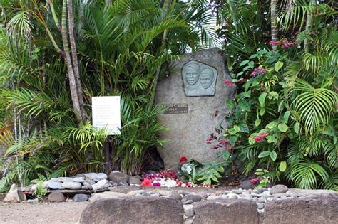 One of the most popular singers of french songs. Tombe du chanteur Jacques Brel à Hiva Oa, Marquises ...