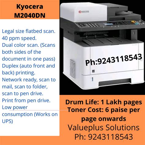 Spesifikasi detail mesin fotocopy kyocera ecosys m2040dn. Black & White Kyocera M2040dn Multifunction Printer, Laserjet, 40PPM, Rs 28990 /piece | ID ...