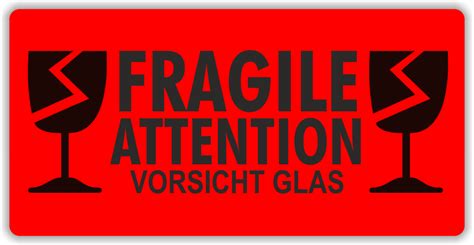 Vorsicht zerbrechlich aufkleber folie sticker vorsicht glas fragile handle with care achtung bruchgefahr warnaufkleber, signaletiketten. Etikett "Vorsicht Glas" als Aufkleber