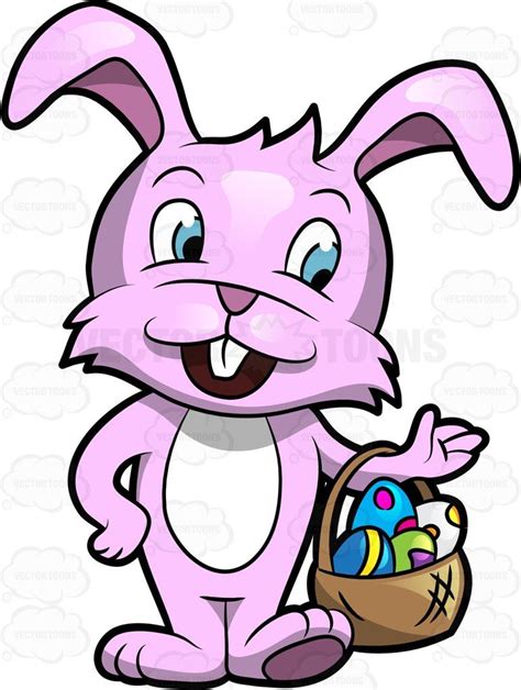 A Cute Easter Bunny Carrying A Basket Of Easter Eggs | Cute easter bunny, Easter bunny, Easter hare