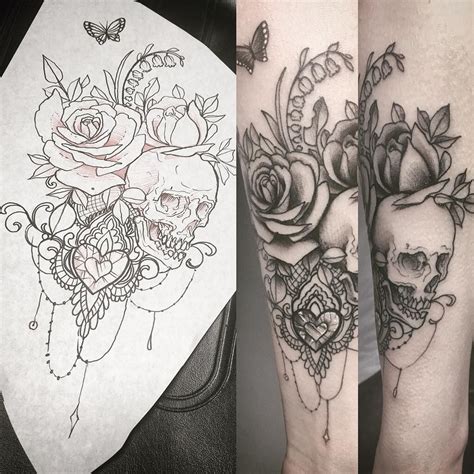 Here you will surely get perfect tattoo design for you. Love it when girls add in skulls to their lacy, delicate ...