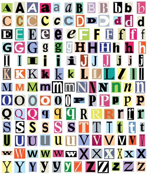 The free printable stencils are in a block font and include all the alphabet letters a through z, numbers 1 though 9, and of course punctuation. Alphabet Letters From Magazine Free Stock Photo - Public Domain Pictures
