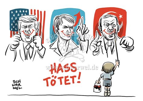 In the minds of about half of the american electorate, the republican party's candidate for the presidency is more or less a supervillain. RECHTSPOPULISMUS+PEGIDA+AFD+HOOLIGANS - Schwarwel Karikatur