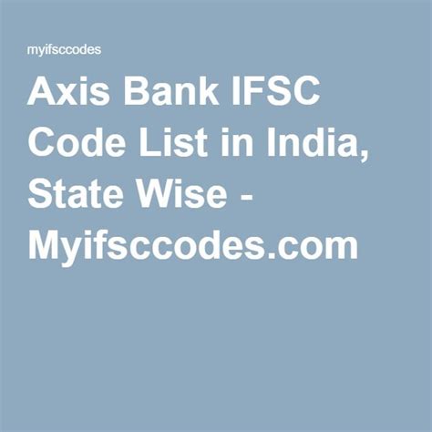 Axisinbb is the swift code for primary office of axis bank limited bank in mumbai india. Axis Bank IFSC Code List in India, State Wise ...