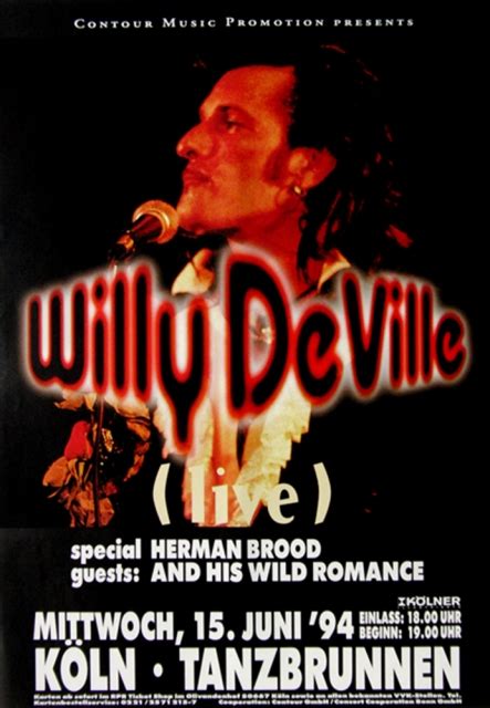 As a musician he achieved artistic and commercial success in the 1970s and 1980s. DE VILLE, WILLY - 1994 - Konzertplakat - Herman Brood ...