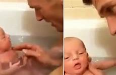 dad bath daughter taking hot baby internet has mirror sensation become who
