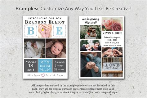 5x7 Photo Card Collage Template Pack | Photo collage template, Collage template, Postcard template
