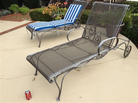 This chair features beautiful lines and attractive design. Pair Of Metal Wrought Iron Chaise Lounge Outdoor Chairs ...