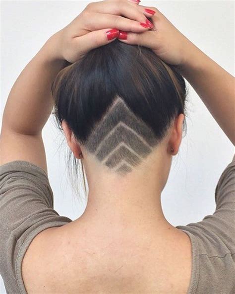 A shaved undercut pixie with long pastel purple pink hair atop a dark brown base. Nape Shaved Design Women (2021 Update) - Best Nape Haircut ...