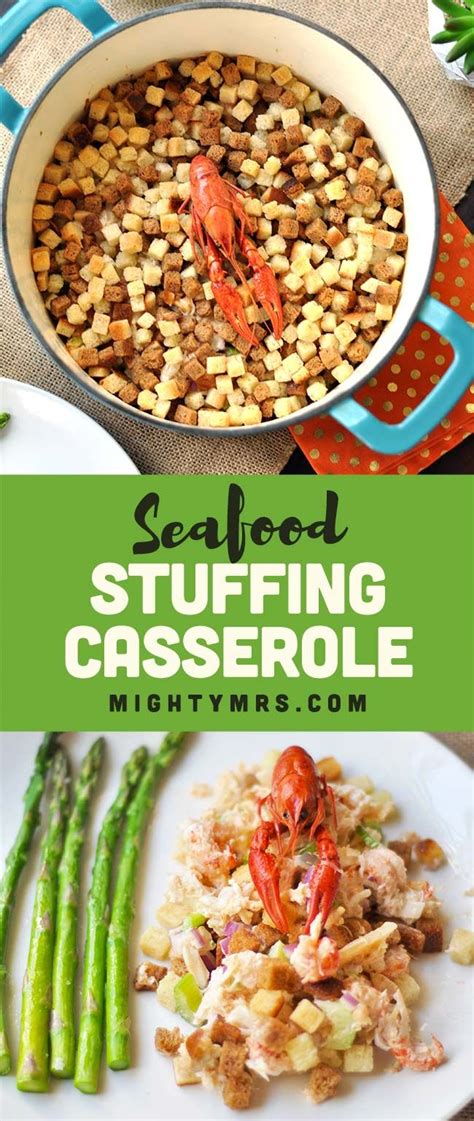 Shrimp, crabmeat, and scallops swim together in this hearty seafood casserole. Seafood Stuffing Casserole | Recipe | Stuffing casserole, Best seafood recipes, Easy casserole ...