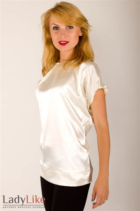 White satin T-shirt blouse | Satin blouses, Satin t shirt ...