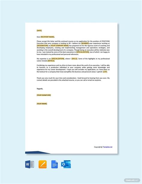 Blank (always address your letter to a specific person): FREE Job Application Letter for Executive Template - Word ...